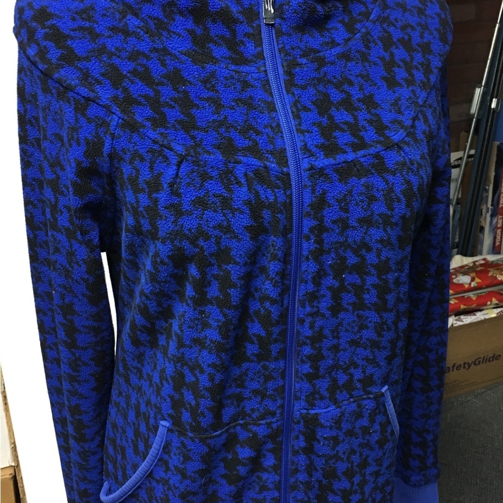 Guess Size Small Blue and Black Houndstooth Hoodie